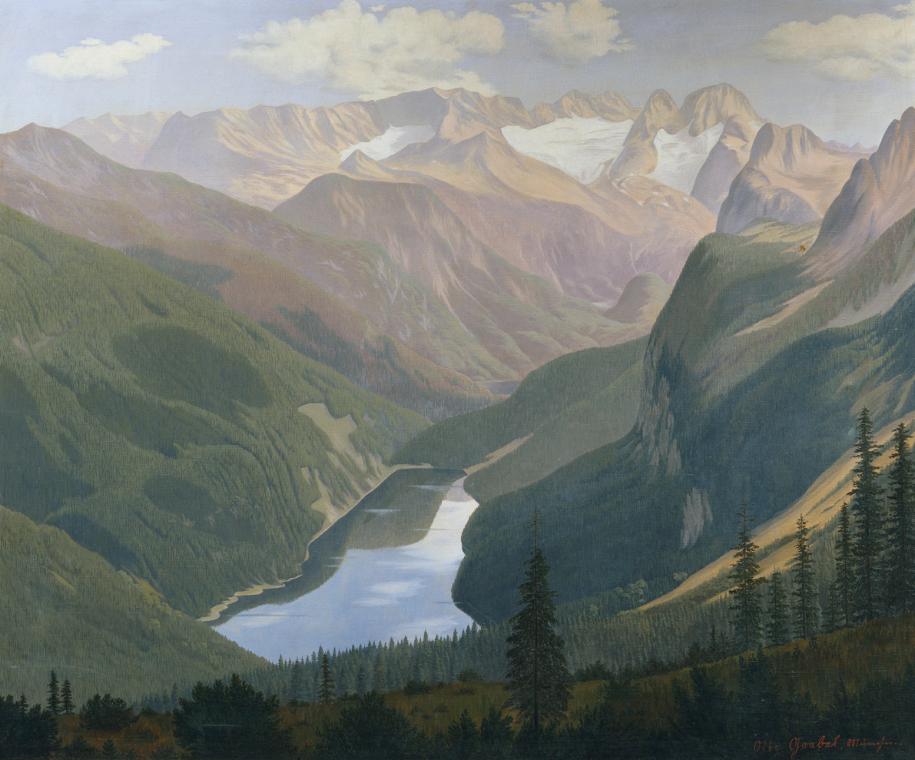 Otto Goebel, Gosausee mit Dachstein, um 1825/1850, Öl auf Leinwand, 100 x 120 cm, Belvedere, Wi…