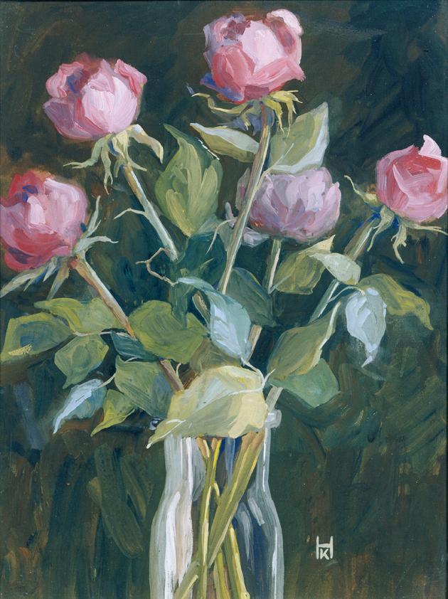 Klara Hasslwander, Rosen, Gouache auf Pappe, 38,5 x 28,5 cm, Belvedere, Wien, Inv.-Nr. 4530