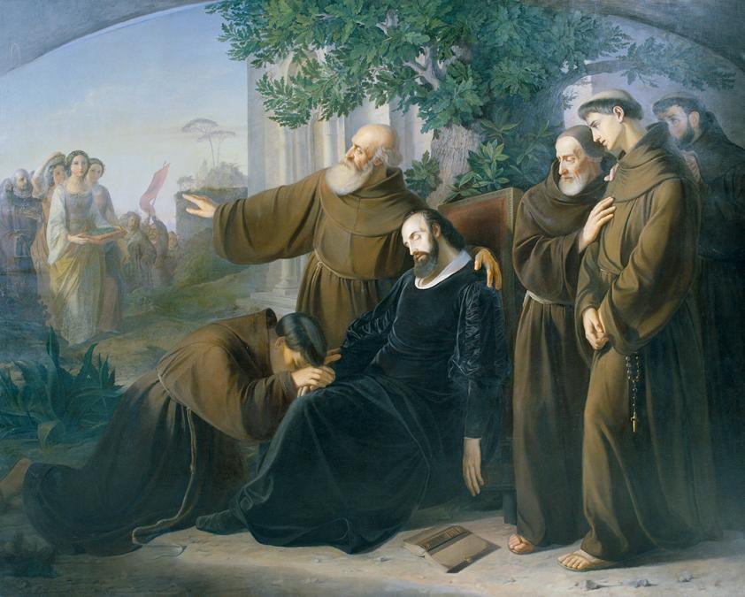 Friedrich Friedländer Ritter von Malheim, Der Tod Torquato Tassos, 1852, Öl auf Leinwand, 253 x…