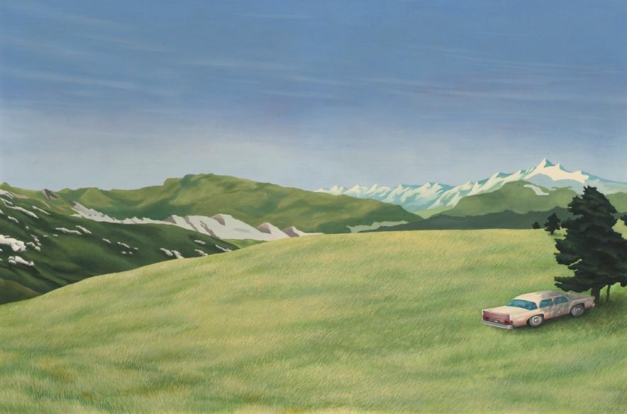 Irma Breitwieser, Blick auf die Obere Valentin-Alm, 1972, Öl auf Leinwand, 90 × 135 cm, Artothe…