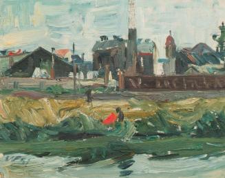 Clemens Walzel, Landschaft am Donaukanal, Öl auf Leinwand, 26 x 32 cm, Wien, Österreichische Ga…