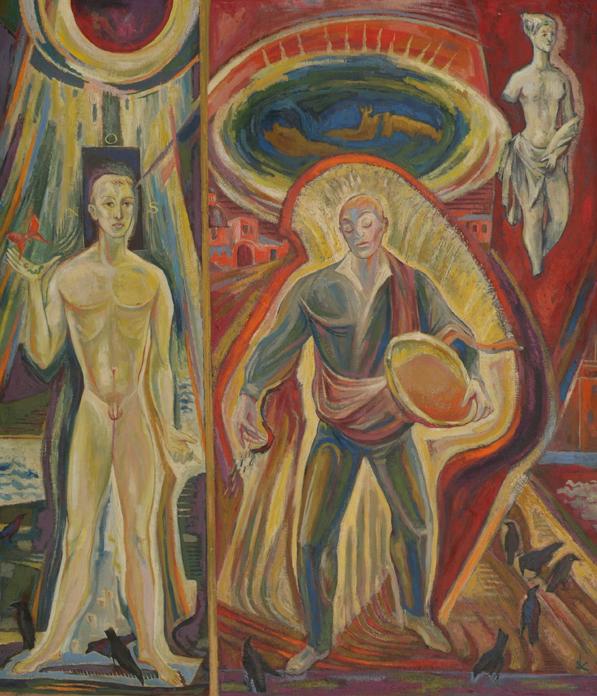 Rudolf Heinz Keppel, Sämann, um 1960, Öl, Tempera auf Karton auf Holz, 105 x 87,5 cm, Belvedere ...