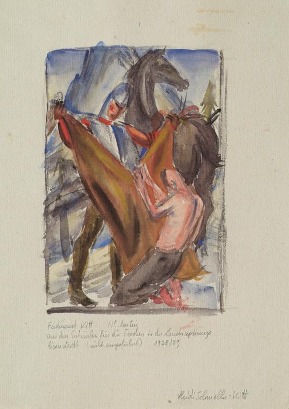 Ferdinand Kitt, Der heilige Martin, Aquarell auf Papier, 30 x 21,8 cm, Belvedere, Wien, Inv.-Nr…