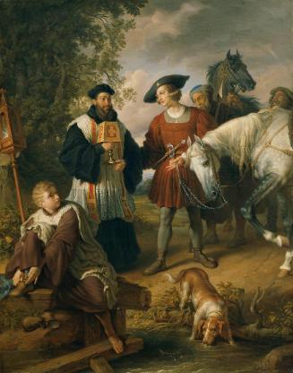 Johann Peter Krafft, Rudolf von Habsburg und der Priester, 1849, Öl auf Leinwand, 73 x 57 cm, B…
