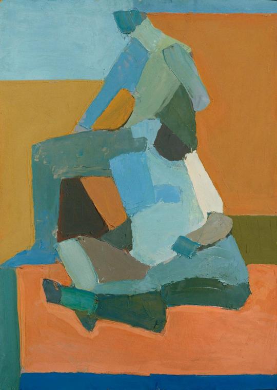 Maria Lassnig, Zwei Figuren, undatiert, Öl auf Karton, 70 x 49,5 cm, Artothek des Bundes, Dauer…