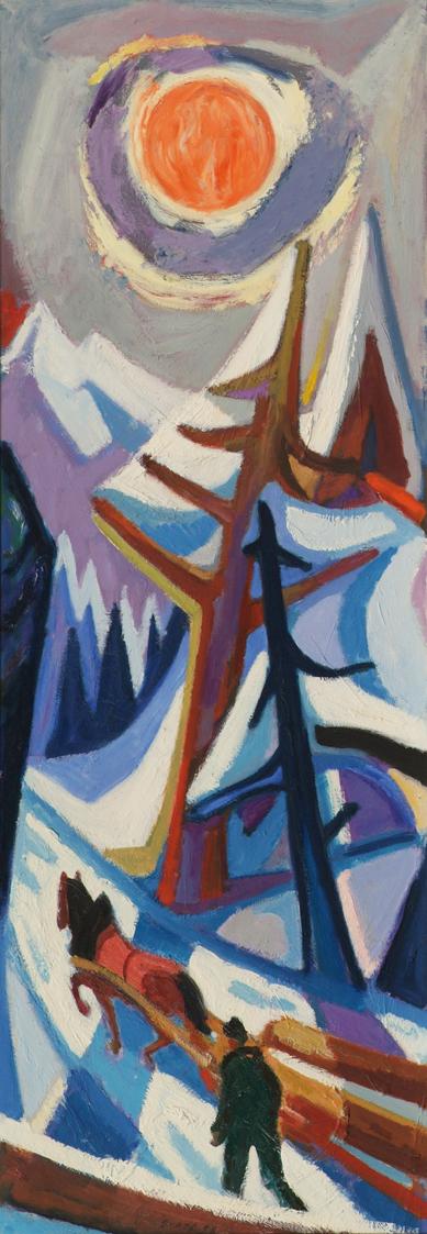 Ernst Graef, Winter, 1958, Öl auf Pressspanplatte, 170 x 60 cm, Belvedere, Wien, Inv.-Nr. 7604