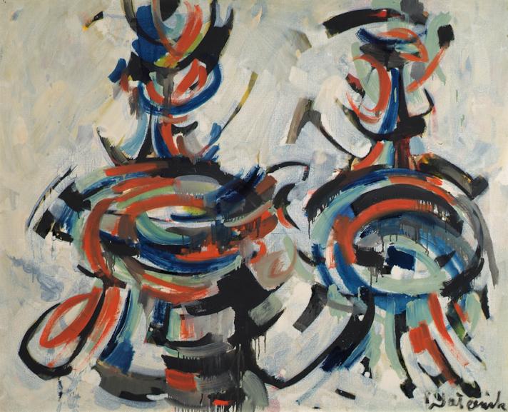 Peppino Wieternik, Masken, 1958-1959, Öl auf Leinwand, 114 x 140 cm, Artothek des Bundes, Dauer…