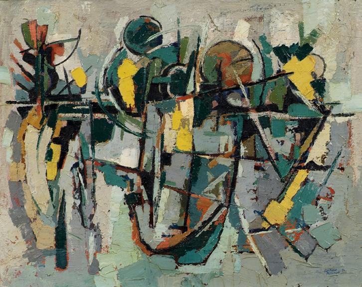 Josef Stoitzner-Millinger, Cavatina veris, 1954, Öl auf Leinwand, 63 x 79 cm, Artothek des Bund…