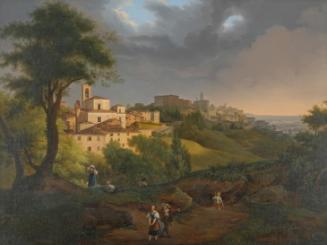 Francesco Trecourt, Ansicht des Borgo, Canale in Bergamo, um 1820, Öl auf Leinwand, 86 × 96 cm,…