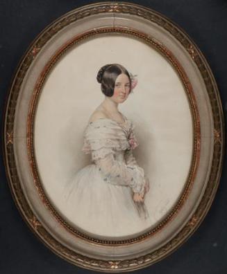 Franz Eybl, Marie Blüml, geb. Stadler, 1846, Aquarell, Deckweiß, Blei auf Karton, 27,5 x 21 cm,…