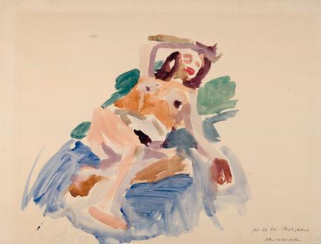 Oskar Kokoschka, Liegender weiblicher Akt, um 1922, Aquarell auf Papier, 51,8 x 70 cm, Belveder ...