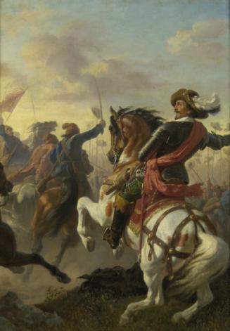 Karl von Blaas, Boucquoi's Sieg bei Zablat (Budweis) 1619, 1866, Öl auf Leinwand, 65 x 48 cm, B…
