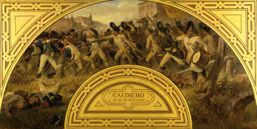 Karl von Blaas, Die Schlacht bei Caldiero 1805, 1870, Öl auf Leinwand, 88,5 x 174 cm, Belvedere…