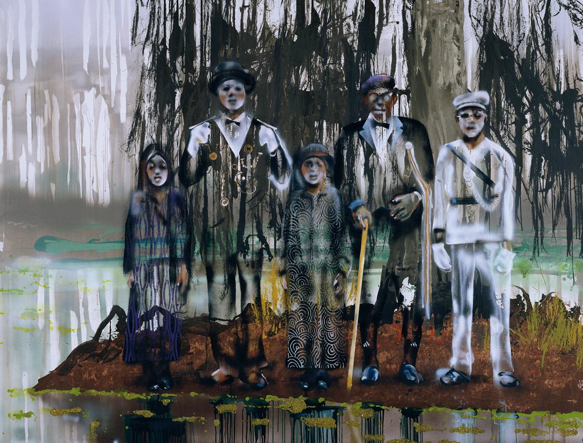 Maja Vukoja, Ohne Titel, 2006, Acryl, Spray, Öl auf Leinwand, 190 x 250 cm, Belvedere, Wien, In…