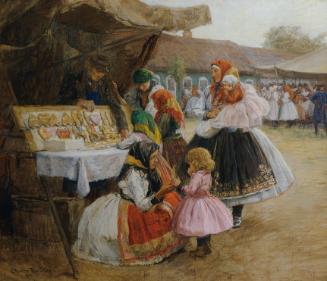 Othmar Ružička, Beim Lebzelter, 1911, Tempera auf Holz, 73 x 85 cm, Belvedere, Wien, Inv.-Nr. 1…