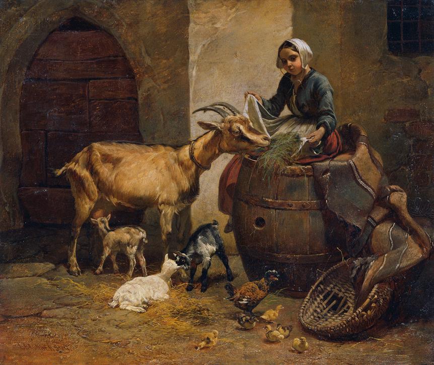 Leopold Brunner der Jüngere, Mädchen mit Ziege, 1849, Öl auf Holz, 52 x 62 cm, Belvedere, Wien,…
