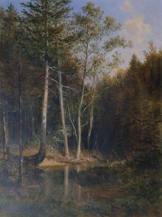 Ludwig Halauska, Waldpartie am Gerichtsberg bei Kaumberg, 1878, Öl auf Leinwand, 38 x 28 cm, Be…