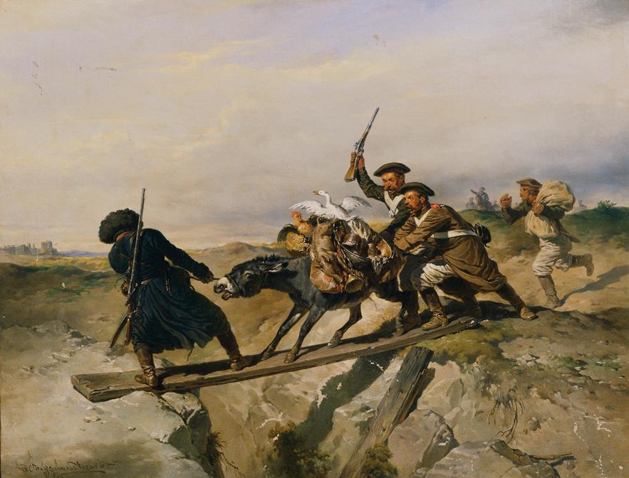 Joseph Anton Strassgschwandtner, Auf der Requisition, 1856, Öl auf Leinwand, 51 x 66 cm, Belved ...