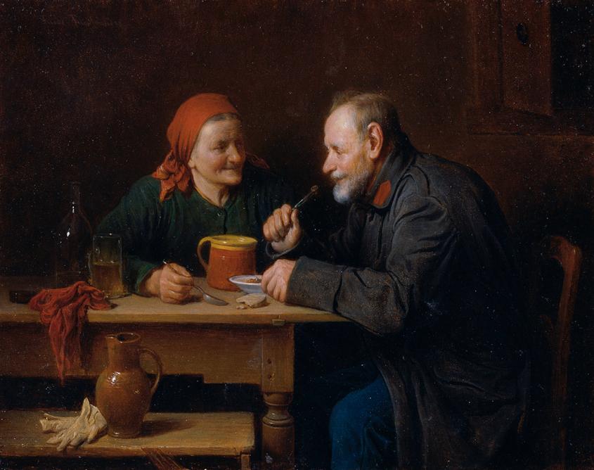 Friedrich Friedländer Ritter von Malheim, Das Mittagsmahl, Öl auf Holz, 19 x 24 cm, Belvedere, …