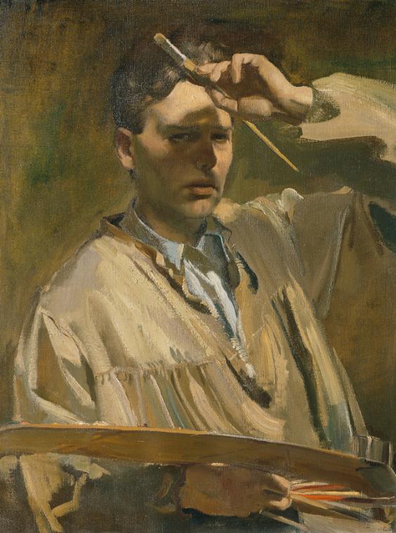 Rudolf Hermann Eisenmenger, Selbstbildnis mit Palette, 1942, ÖL auf Leinwand, 81 x 61 cm, Belve…