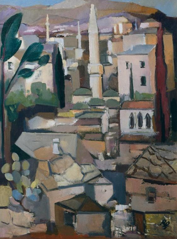 Peter Richard Oberhuber, Mostar, 1975, Öl auf Leinwand, 80,5 × 60 cm, Artothek des Bundes, Daue…