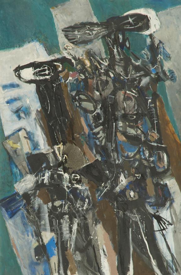 Heinz Klima, Frauen mit Hut, 1965, Öl, Collage auf Leinwand, 203 x 136 cm, Belvedere, Wien, Inv…
