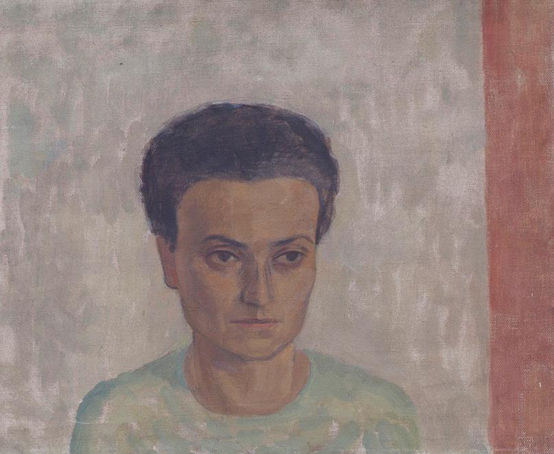 Walther Gamerith, Frau S. Schönberger in grüner Bluse, um 1934, Öl auf Leinwand, 45 x 55 cm, Be…