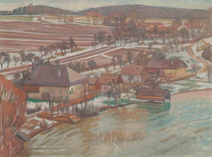 Walther Gamerith, Unterbuchberg im Vorfrühling, um 1940, Öl auf Leinwand, 54 x 72,5 cm, Belvede ...