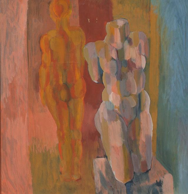 Erich Ess, Zwei Akte, 1959, Öl auf Hartfaserplatte, 76 x 73 cm, Artothek des Bundes, Dauerleihg…