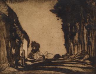 Frank Brangwyn, Straße in Montreuil, vor 1909, Radierung, Passepartout-Maße (Ausschnitt): 27 x …