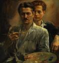 August Eduard Wenzel, Selbstbildnis mit Sohn, vor 1935, Öl auf Leinwand, 80 x 76 cm, Belvedere,…