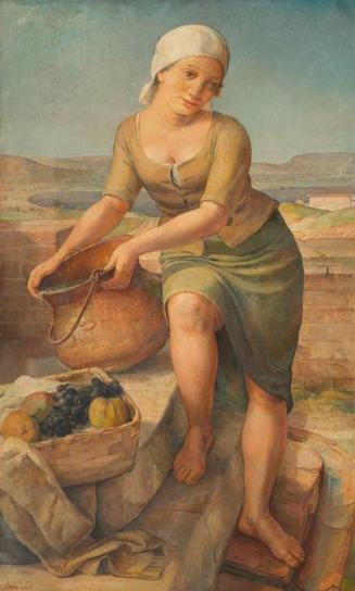 Carl Schwalbach, Wasserschöpfende Magd, 1929, Öl auf Leinwand, 144 x 88 cm, Belvedere, Wien, In…