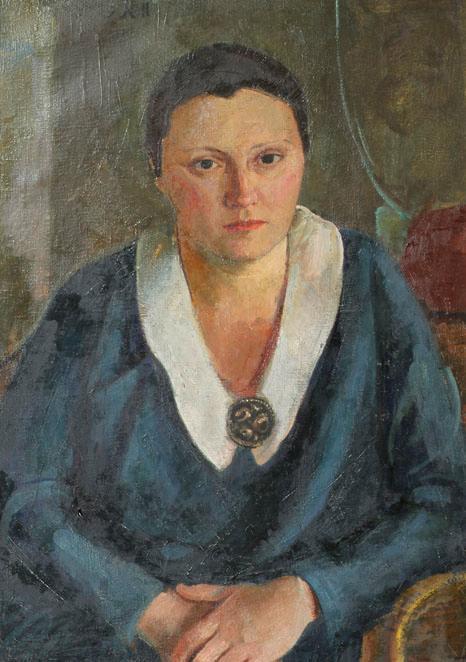 Ferdinand Kitt, Die Gattin des Bildhauers Wilhelm Frass (1886-1968), um 1926, Öl auf Leinwand, …