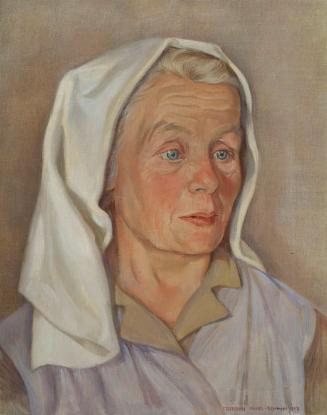 Friederike Riefel-Schmidt, Weinhauerin aus Niederösterreich, 1946, Öl auf Leinwand, 45 x 36 cm,…
