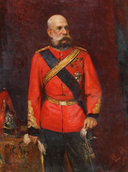 Leopold Horovitz, Kaiser Franz Joseph I. in englischer Regimentsuniform, 1896, Öl auf Leinwand,…