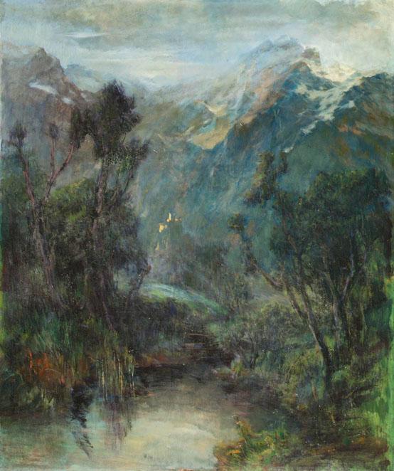 Bernhard Zdichinec, Hochgebirgslandschaft, um 1910/1920, Öl auf Leinwand, 120 x 100 cm, Belvede ...