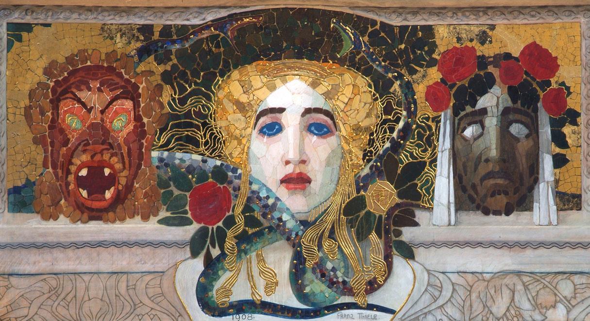 Franz Thiele, Entwurf für ein Mosaik, Aquarell auf Papier, 102 x 180 cm, Belvedere, Wien, Inv.-…