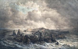Joseph Selleny, Die Insel St. Paul im Indischen Ozean, Kohle, Farbstift, weiß gehöht, auf Papie…