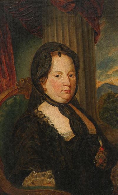 Friedrich Hasslwander, Kaiserin Maria Theresia (1717–1780) in Trauertracht (Kopie), Öl auf Papi…