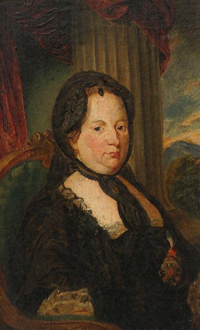 Friedrich Hasslwander, Kaiserin Maria Theresia (1717–1780) in Trauertracht (Kopie), Öl auf Papi…