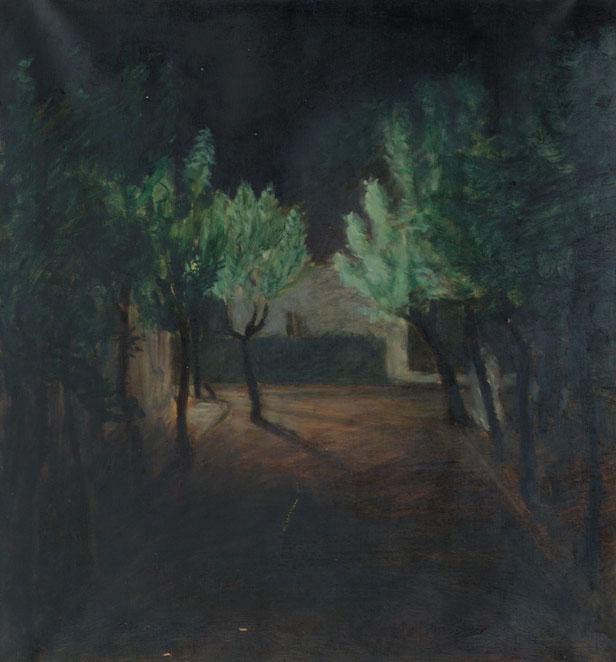 Rudolf Huber-Wiesenthal, Nächtliche Allee, Öl auf Leinwand, 74 x 68,3 cm, Belvedere, Wien, Inv.…