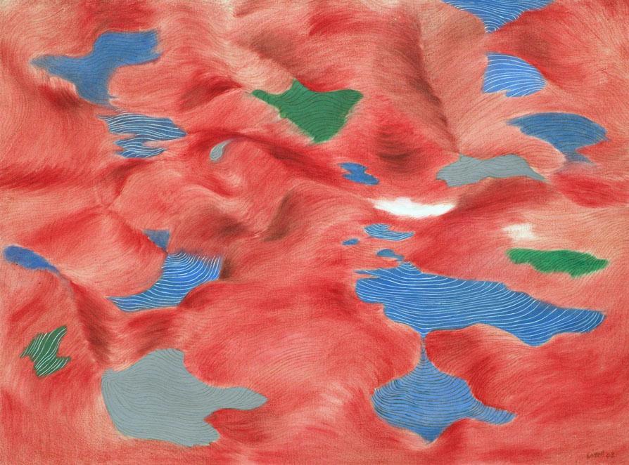 Herbert Bayer, Mountain Lakes, 1948, Öl auf Leinwand, 60,5 x 81 cm, Belvedere, Wien, Inv.-Nr. 8…