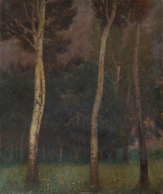 Eduard Ameseder, Niederösterreichische Baumlandschaft, 1902, Tempera auf Leinwand, 136,3 x 115,…