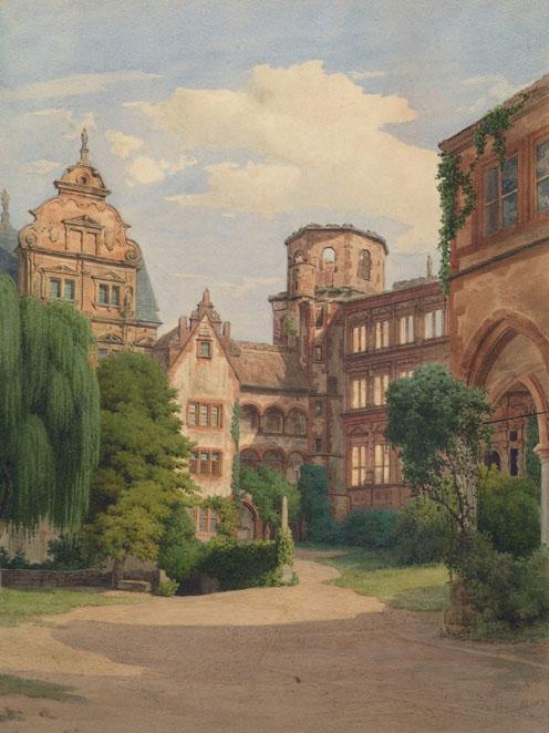Franz Heinrich, Ansicht des Schlosses Heidelberg, 1875, Aquarell auf Papier, 54,5 x 41 cm, Belv…