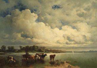 Carl Schweninger der Ältere, Wasserlandschaft mit Kühen, Öl auf Leinwand, 73 x 102,5 cm, Belved…