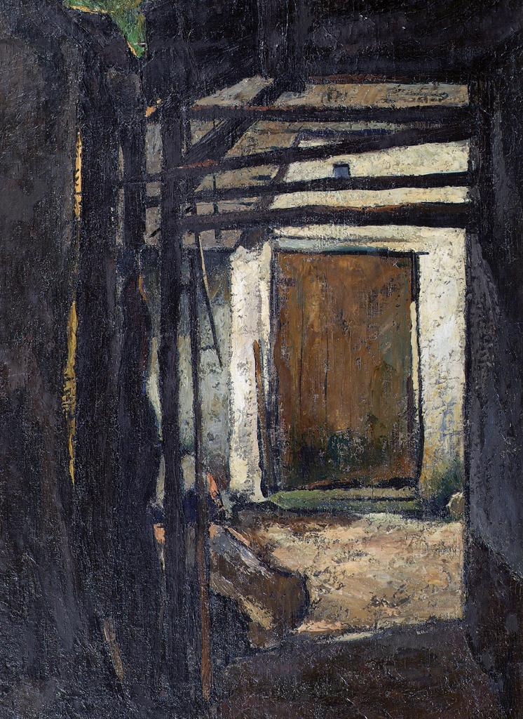Leopold Hauer, Hof, um 1926, Öl auf Leinwand auf Hartfaserplatte, 68,5 x 50 cm, Belvedere, Wien…