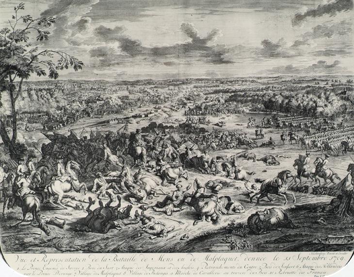 Jan van Huchtenburgh, Die Schlacht bei Malplaquet am 11. September 1709, 1729, Kupferstich, 53 …