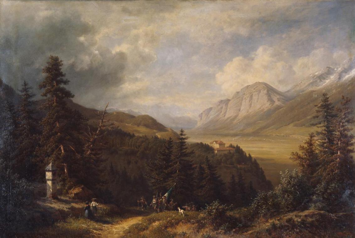 Gottfried Seelos, Berginsel, 1880, Öl auf Leinwand, 107 x 158 cm, Belvedere, Wien, Inv.-Nr. 781…