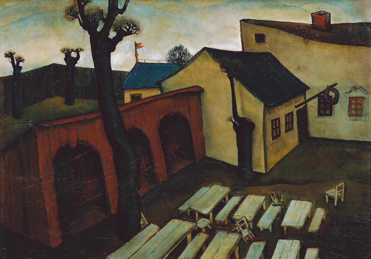 Viktor Planckh, Gasthaus in der Vorstadt, 1927, Öl auf Leinwand, 49 x 69 cm, Belvedere, Wien, I ...