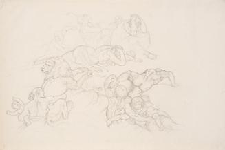 Joseph von Führich, Szene aus der Sintflut, um 1827, Bleistift auf Papier, 27,8 x 42,3 cm, Belv…
